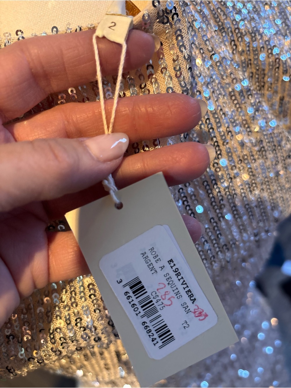 Maje Sequin V-Neck Sleeveless Cocktail Dress in Champagne. Size European 2. NWT - Picture 6 of 6